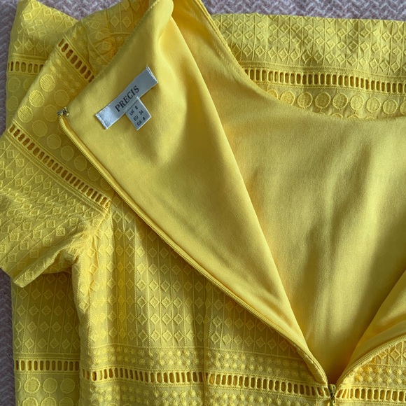 PRECIS - COTTON EYELET SHEATH DRESS, YELLOW - Picture 3 of 6